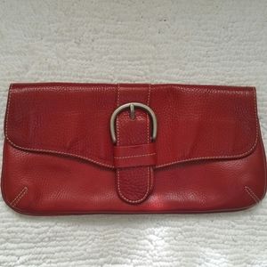 Red Leather Christopher Kon Clutch Purse
